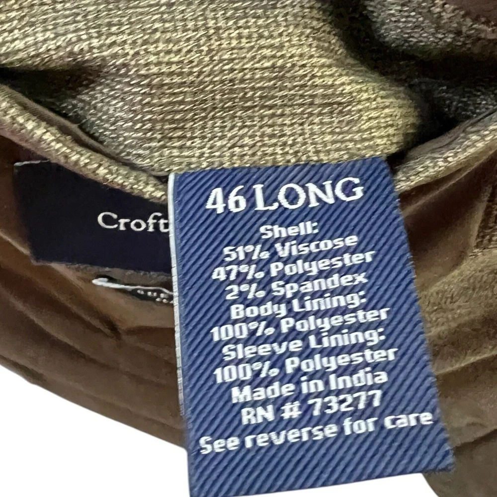 Croft & Barrow Sport Coat True Comfort‎  Classic Fit Mens 46 Long 2 Button Vent
